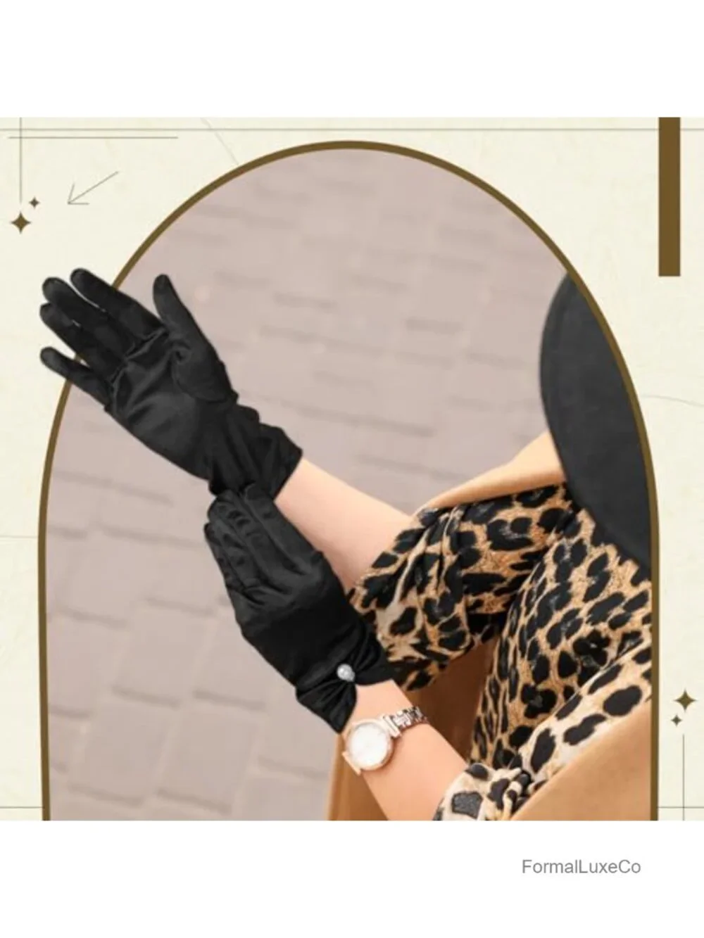 Short Satin Gloves with Pearls - 1920s Flapper Gloves